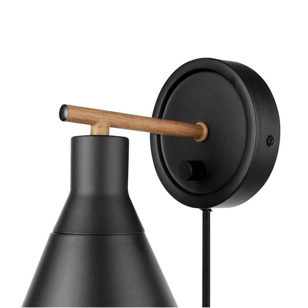 Globe Electric Tristan 4.8 in. Matte Black Plug-In or Hardwire Sconce