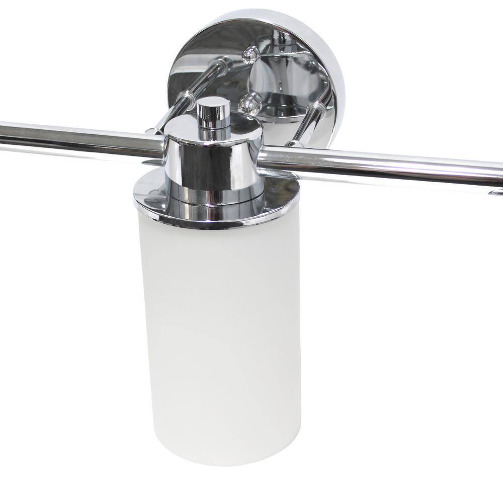 Simple Designs 20.75 in. 3-Light Chrome Modern Metal and Milk White Shades