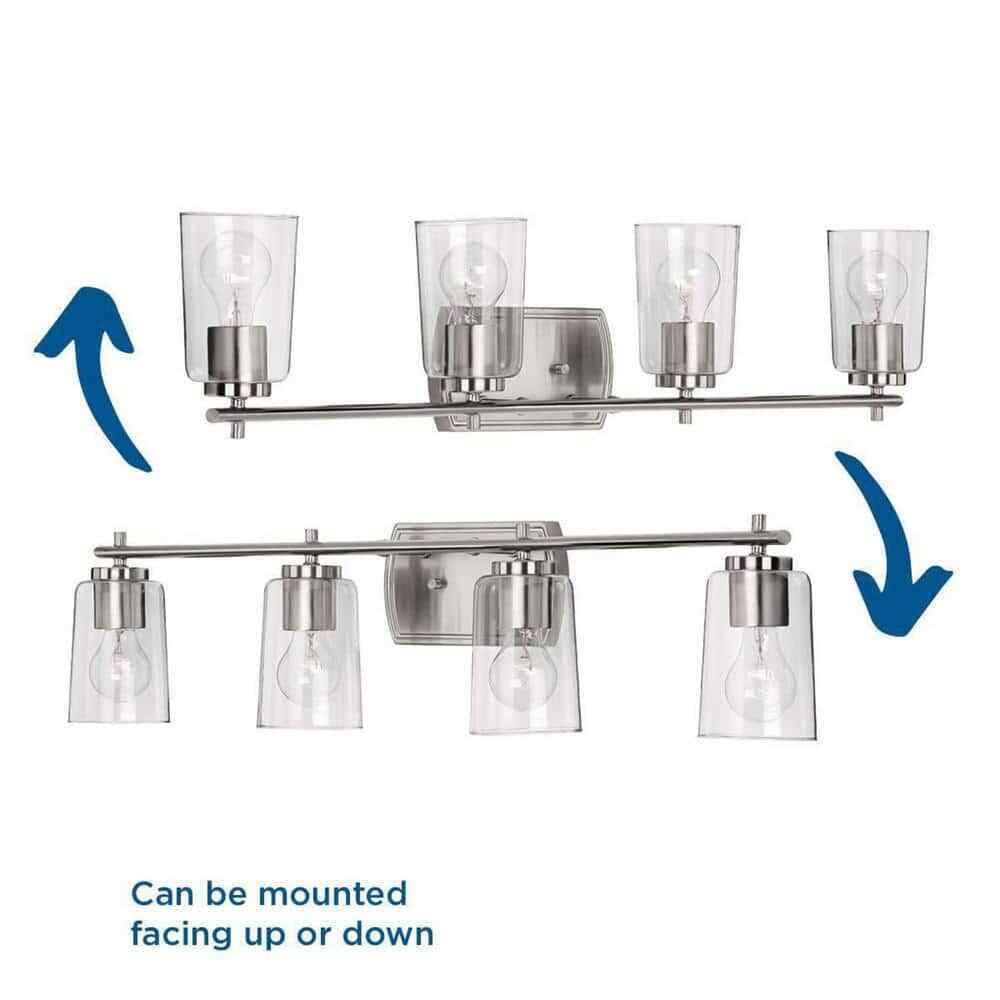 Progress Lighting Adley 4-Light Brushed Nickel Clear Glass Bathroom Vanity Light