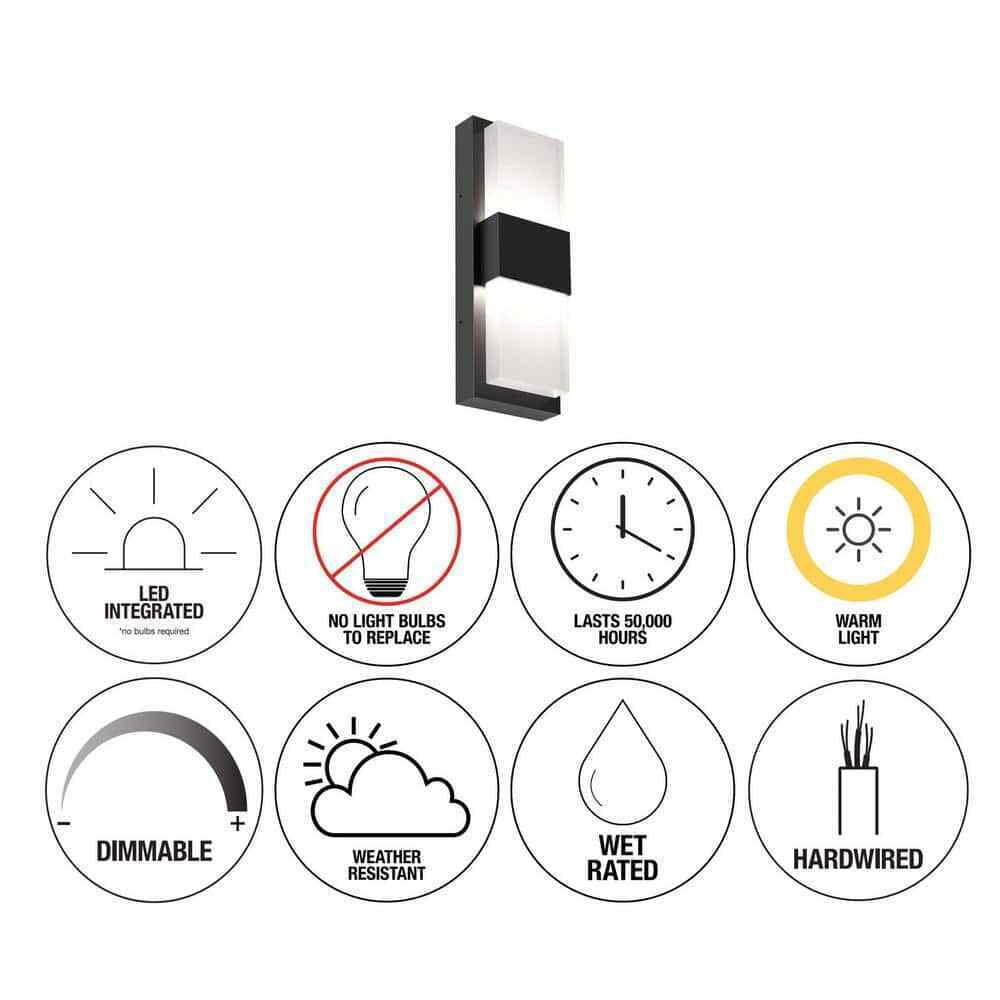 Artika Mazza Black Modern LED Outdoor Garage and Porch Light Lantern Sconce