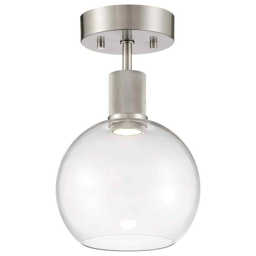 Access Lighting Port Nine 7.5 in. 1-Light Brushed Steel LED Semi-Flush Mount
