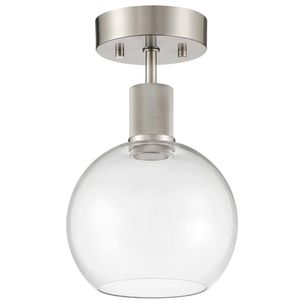 Access Lighting Port Nine 7.5 in. 1-Light Brushed Steel LED Semi-Flush Mount