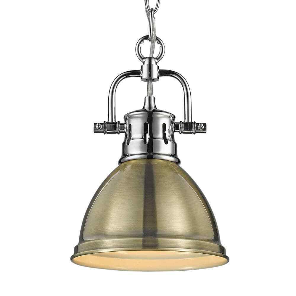 Golden Lighting Duncan 1-Light Chrome Standard Mini Pendant with Metal Shade