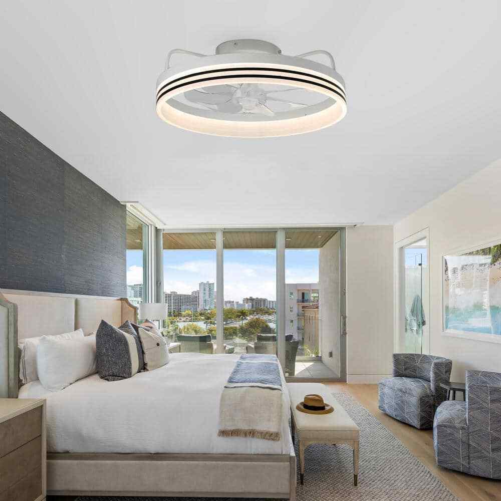 Oaks Aura LED Indoor White Bladeless App Control Smart Low Profile Ceiling Fan
