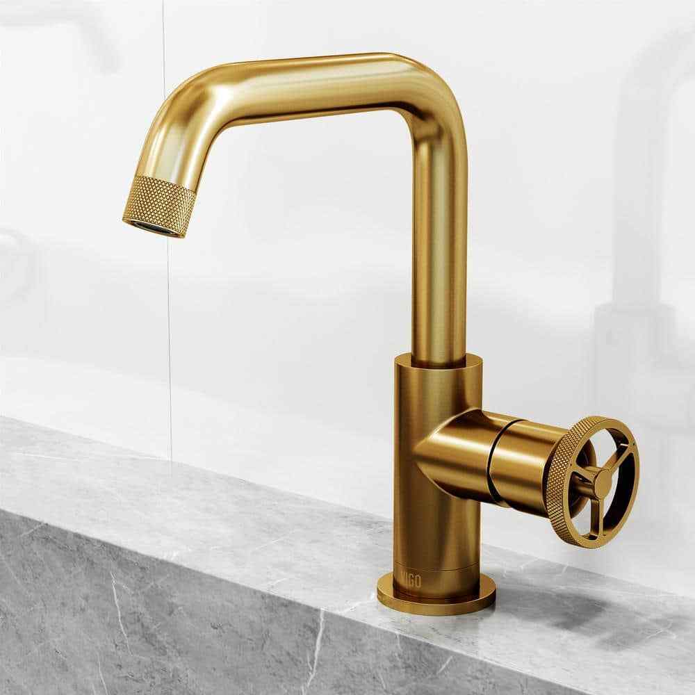 VIGO Cass Single Handle Single-Hole Bathroom Faucet in Matte Brushed Gold