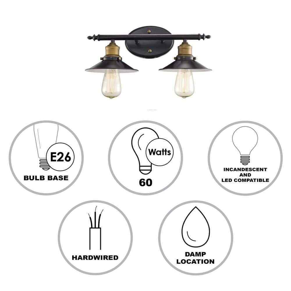 Bel Air Lighting Griswald 2-Light Oil Rubbed Bronze Vanity Light Fixture