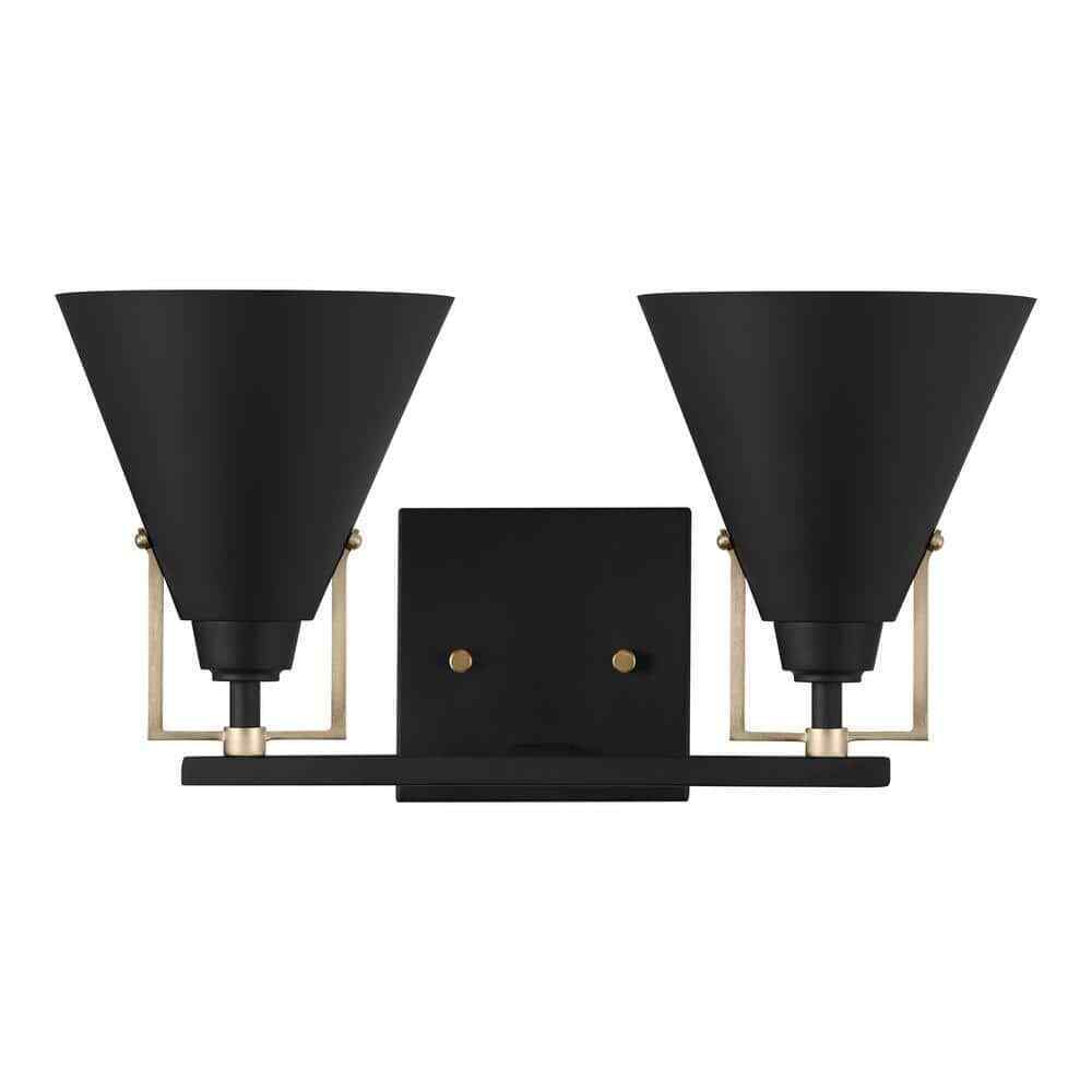 Home Decorators Insdale 2-Light Matte Black Modern Bathroom Vanity Light