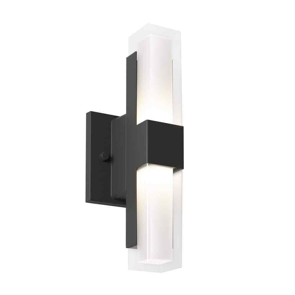 Artika Gemini Black Modern 3 CCT Integrated LED Hardwired Light Lantern Sconce