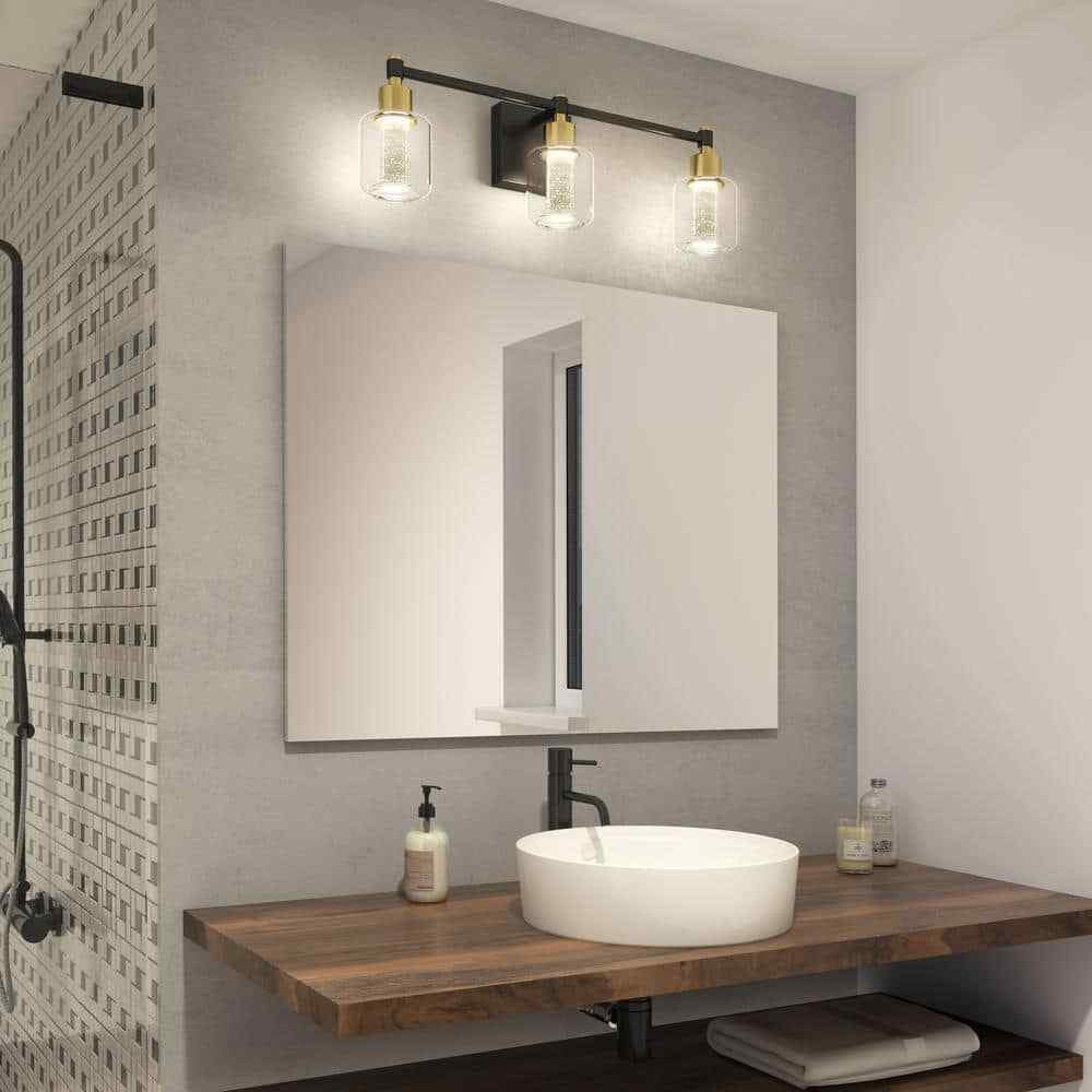 Artika Champagne Globe 3 Light Black & Gold Modern Integrated LED Vanity Light