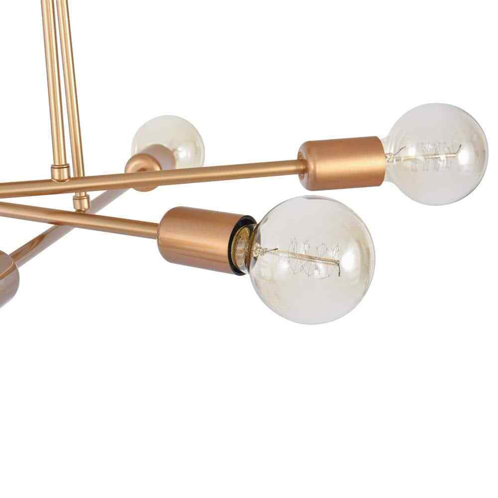 RRTYO Elektra 23.62 in. 6-Light Champagne Gold Semi-Flush Mount