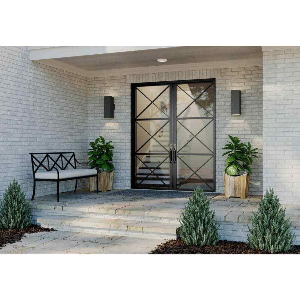 Progress Lighting Square 6 in. Black Modern Outdoor Wall Lantern Up-Down Light