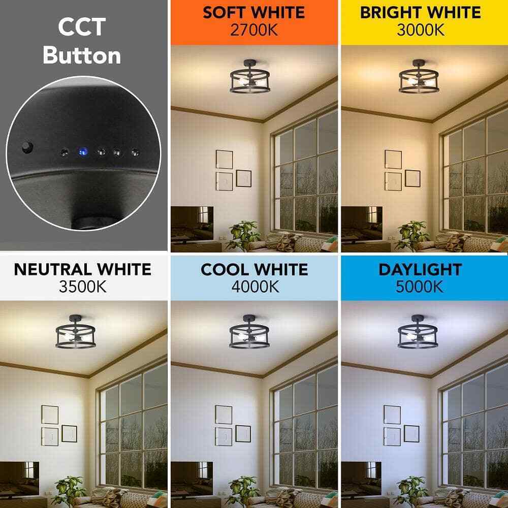 Feit Electric Katalyst 15 in. 3-Light Matte Black Color Selectable CCT LED