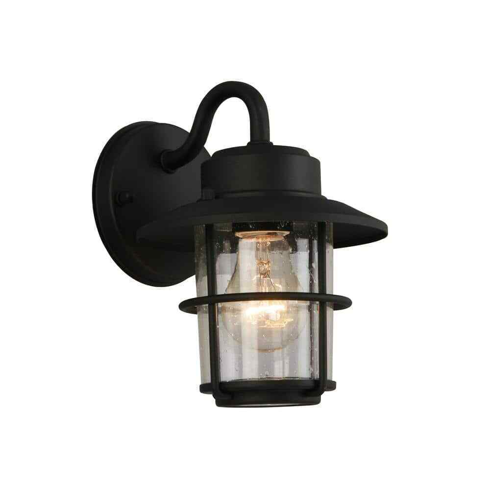 Hampton Bay 1-Light Black Outdoor Wall Lantern Sconce 2-Pack JBO1691A-4