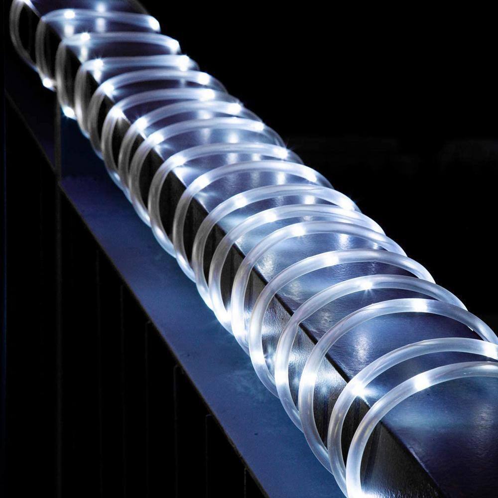 GIGALUMI Outdoor 35.7 ft. Solar Powered Cool White LED Rope Light 2-Pack