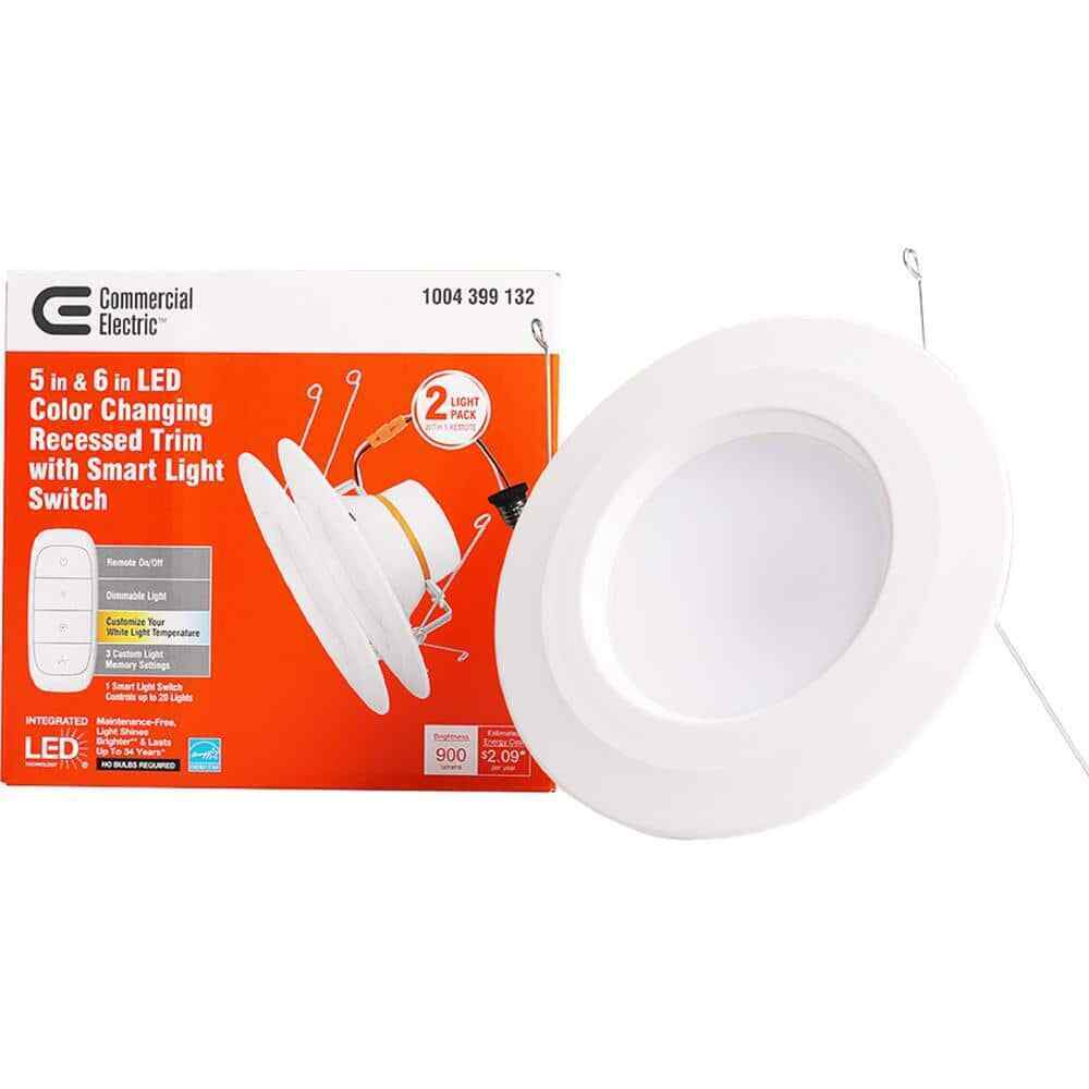 Commercial Electric 5 in+6 in. LED Color Changing Recessed Trim Smart Switch 2Pk
