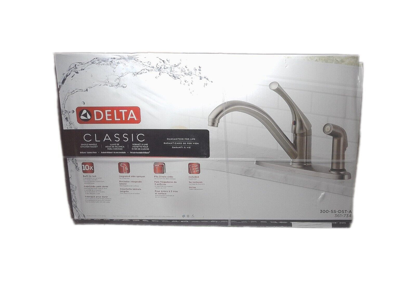 Delta Classic Single-Handle Standard Kitchen Faucet w/ Side Sprayer in Stainless
