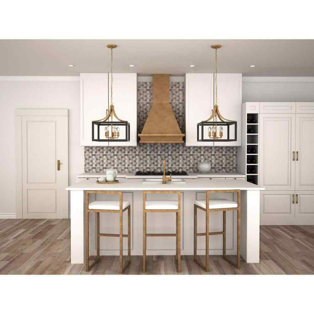 Hampton Bay Boswell Quarter 20 in. 5-Light Gold Farmhouse Square Chandelier