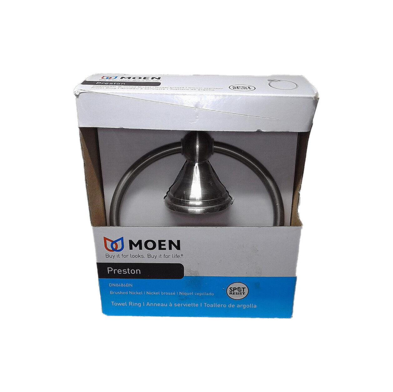 MOEN Preston Towel Ring in Spot Resist Brushed Nickel DN8486BN