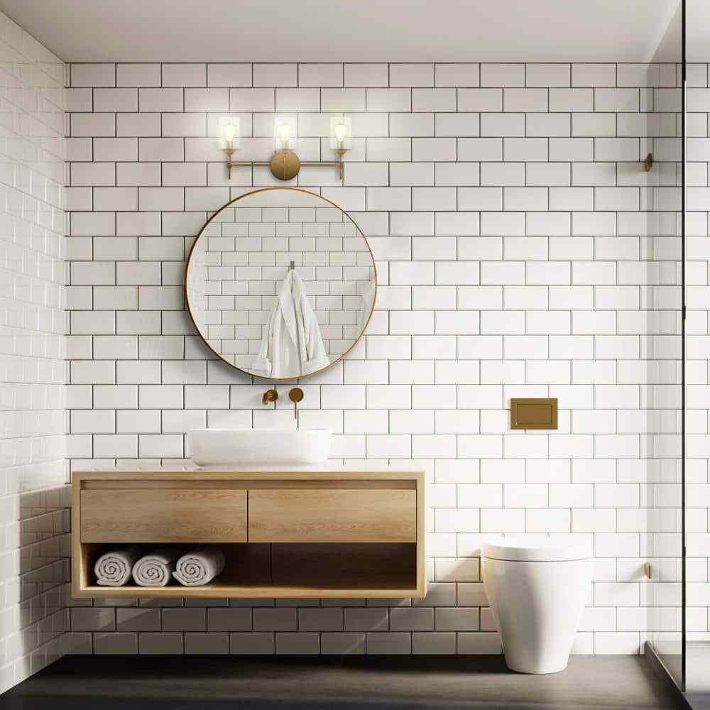 Home Decorators Ayelen 3-Light Matte Brass Modern Bathroom Vanity Light