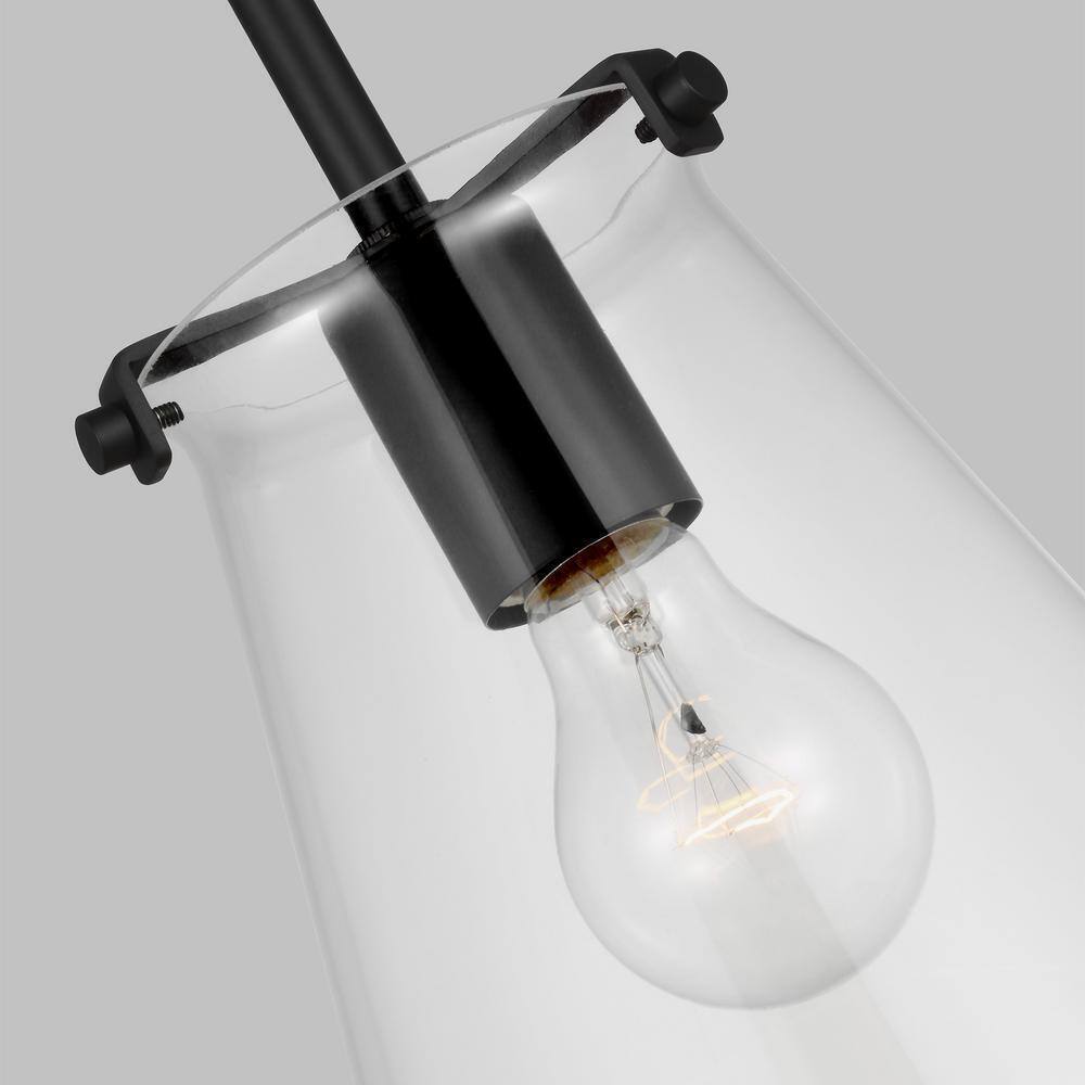 Sea Gull Lighting Blaine 1-Light Matte Black Hanging Pendant w/ Clear Glass