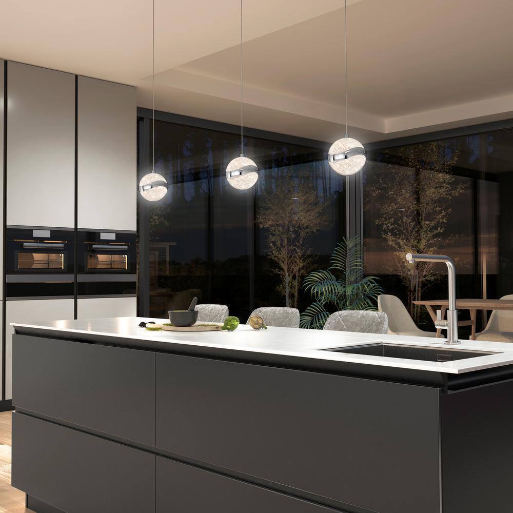 Artika Wavey 7-Watt 1 Light Chrome Modern LED Mini Pendant Light Fixture