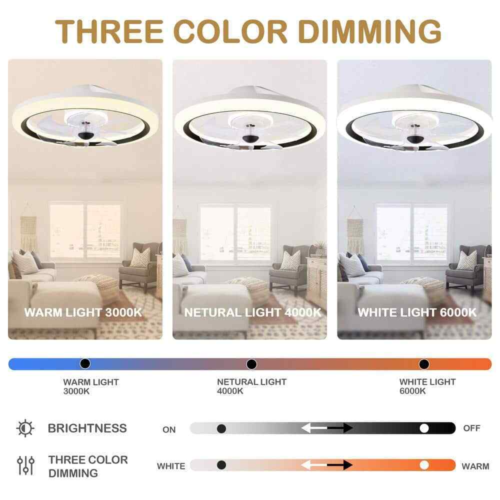 Bella DepotLED White Ceiling Fan DC Motor Light w/ Dimmable Light and Remote