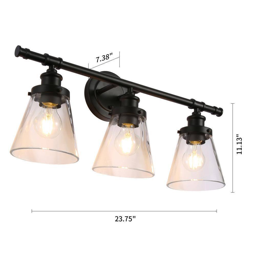 Spitzer 3-Light Black Vanity Light