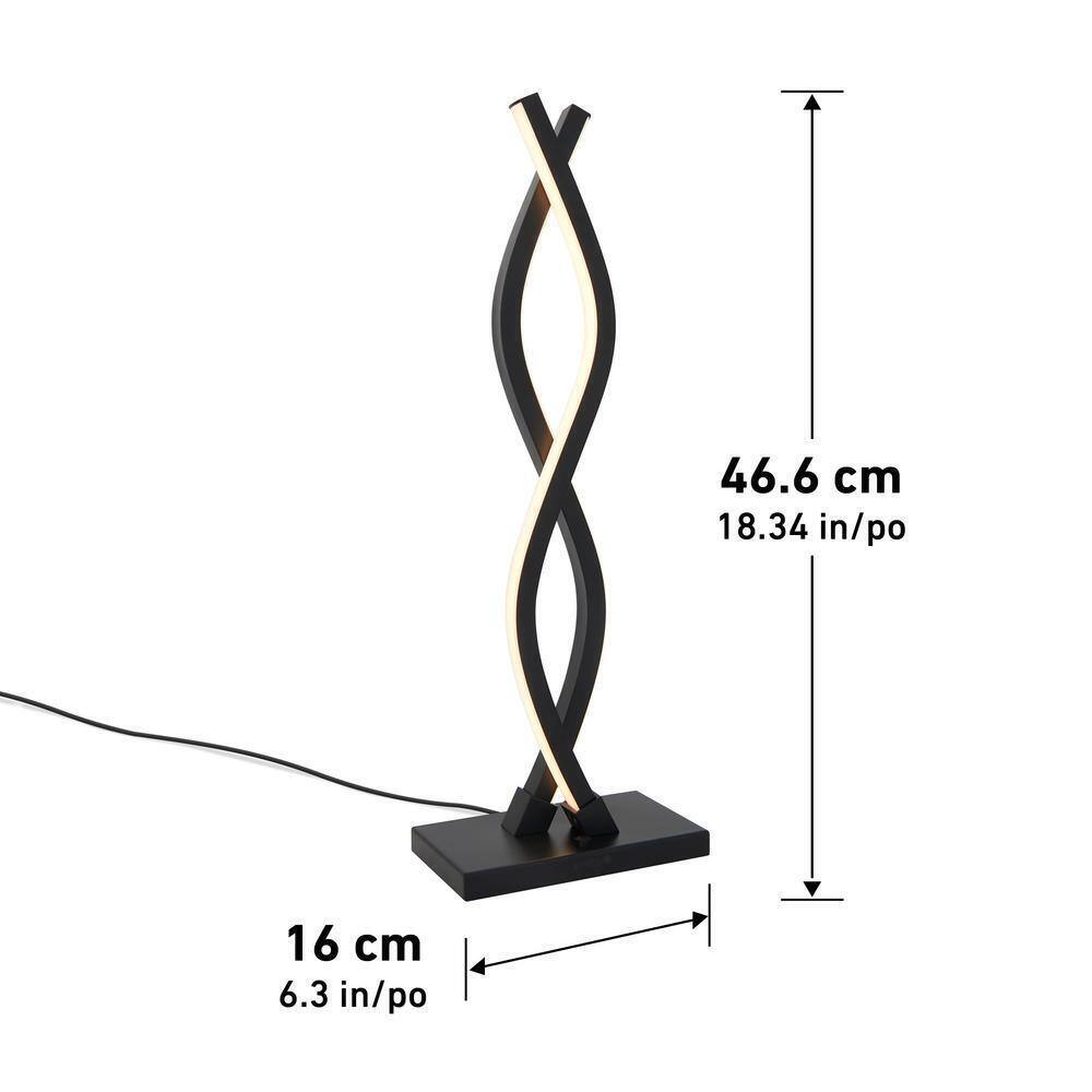Artika Wave 18 in. Black Modern Dimmable Table Lamp for Living Room TL-WA-BL