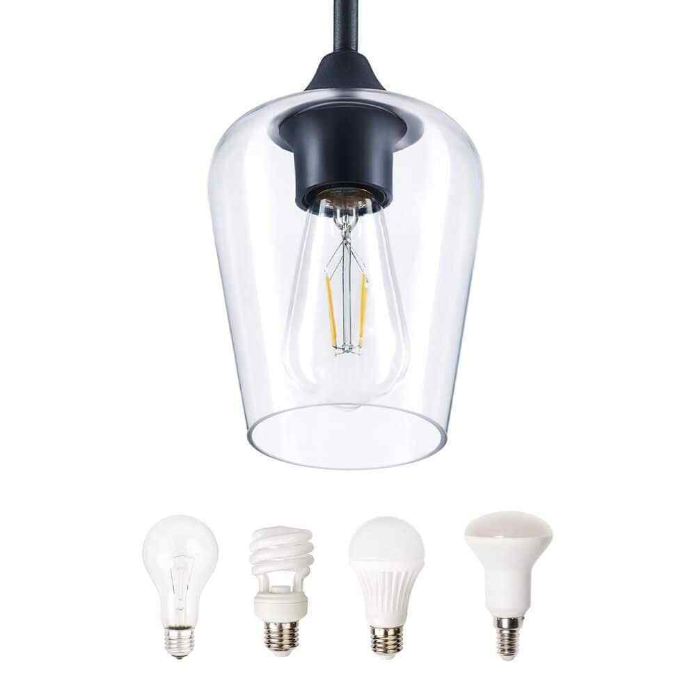 Merra 1-Light Matte Black Pendant Light Glass Goblet Shade HCF-2805-22-BNHD-1