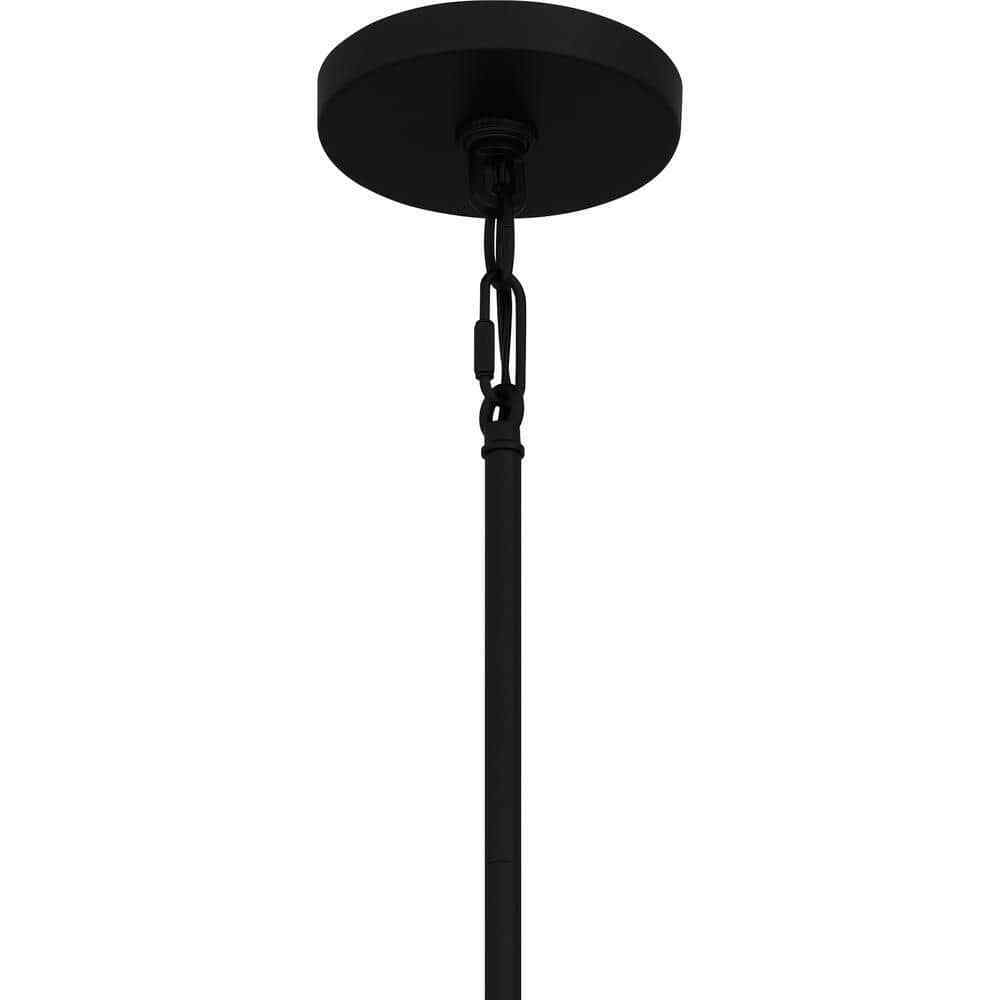 Home Decorators Havenport 2-Light Matte Black Pendant with White Fabric Shade