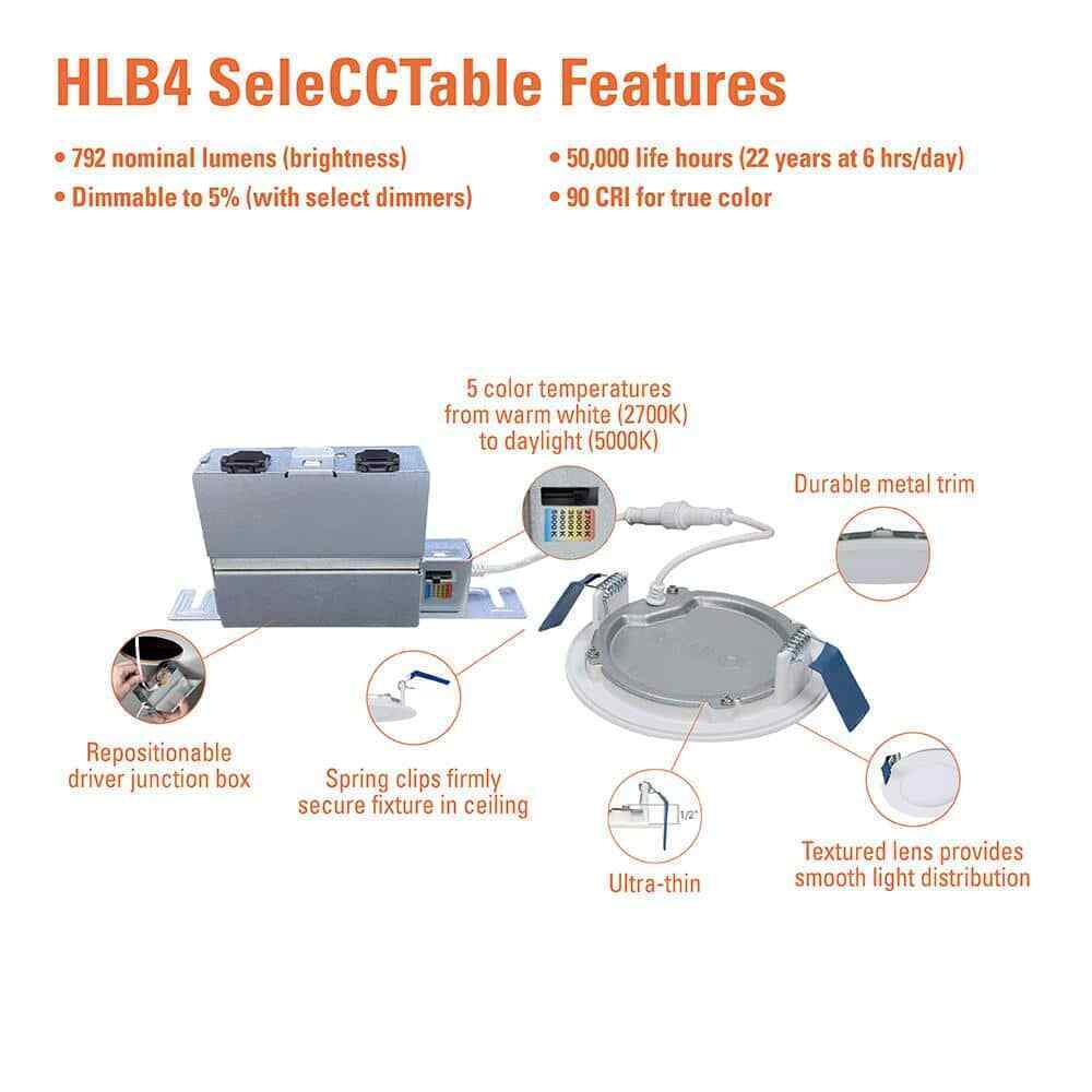 Halo HLB 4 in. CCT New Construction or Remodel Canless Recessed LED Kit