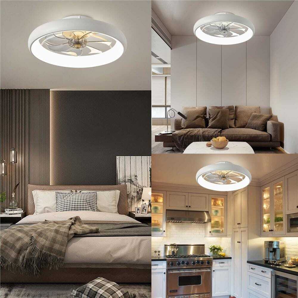 ANTOINE 20 in. LED Indoor White Bladeless App Control Low Profile Ceiling Fan