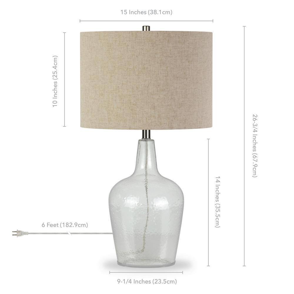Meyer&Cross Malva 26 in. Polished Nickel Table Lamp with Seeded Glass Shade