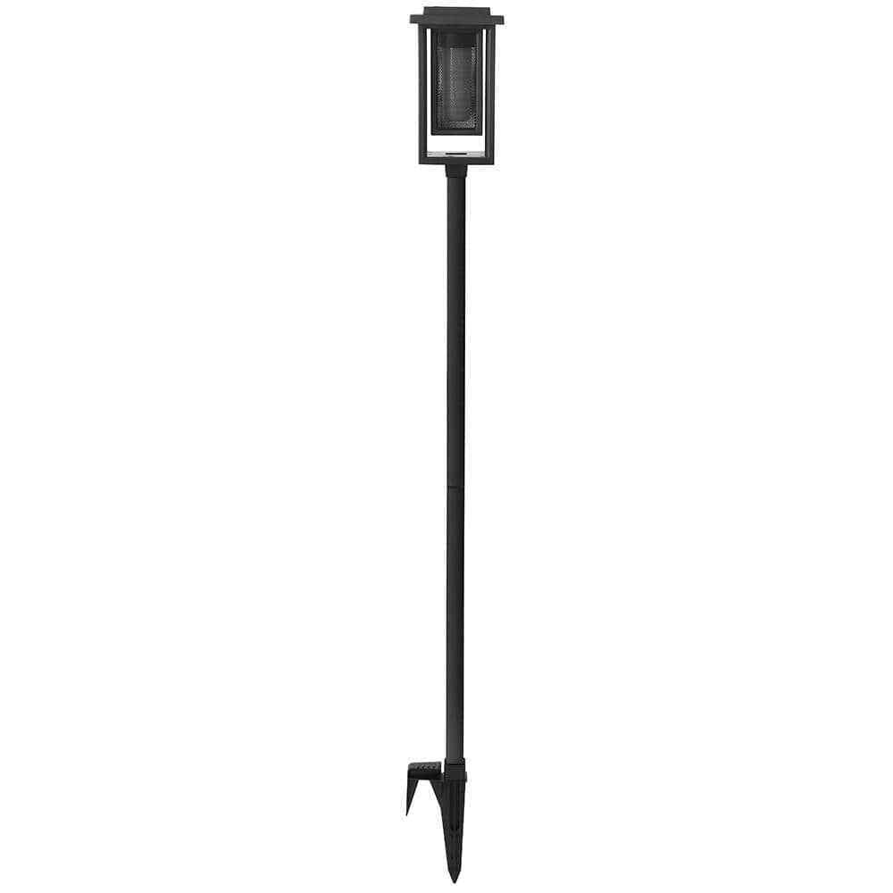 Hampton Bay Ambrose Solar Matte Black Integrated LED Modern Flicker Flame 2-Pack