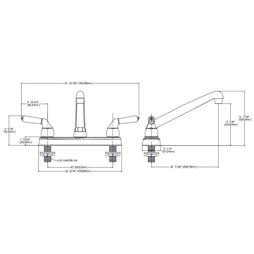 Non-Metallic 2-Handle Low-Arc Kitchen Faucet in Chrome HS81894E0CP