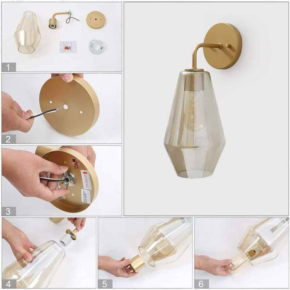 Uolfin Modern Geometric Wall Sconce Mila 1-Light Brass Gold Tube Vanity Light