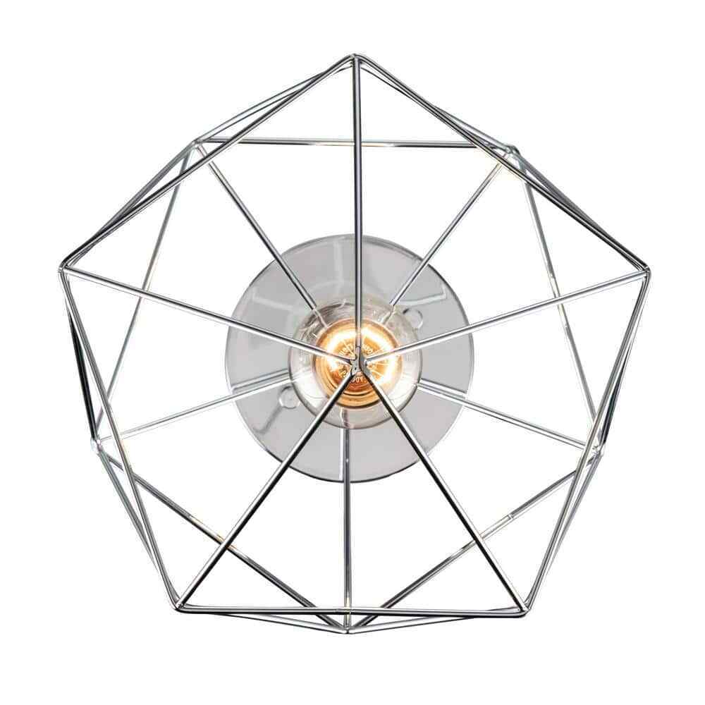 Hampton Bay Winfield 9.5 in. 1-Light Chrome Semi-Flush Mount with Geometric Cage