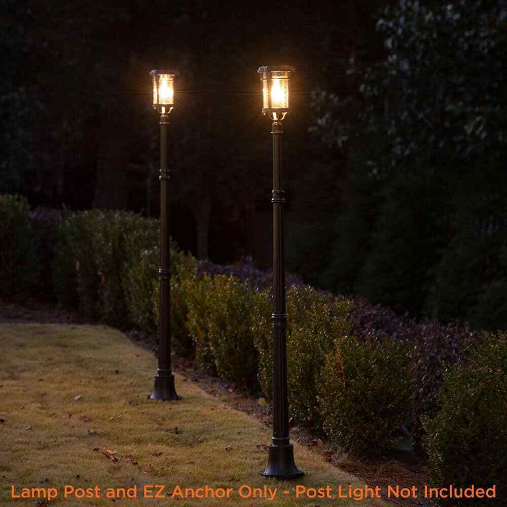 GAMA SONIC 79 in. Black Outdoor Cast Aluminum Decorative Lamp Post