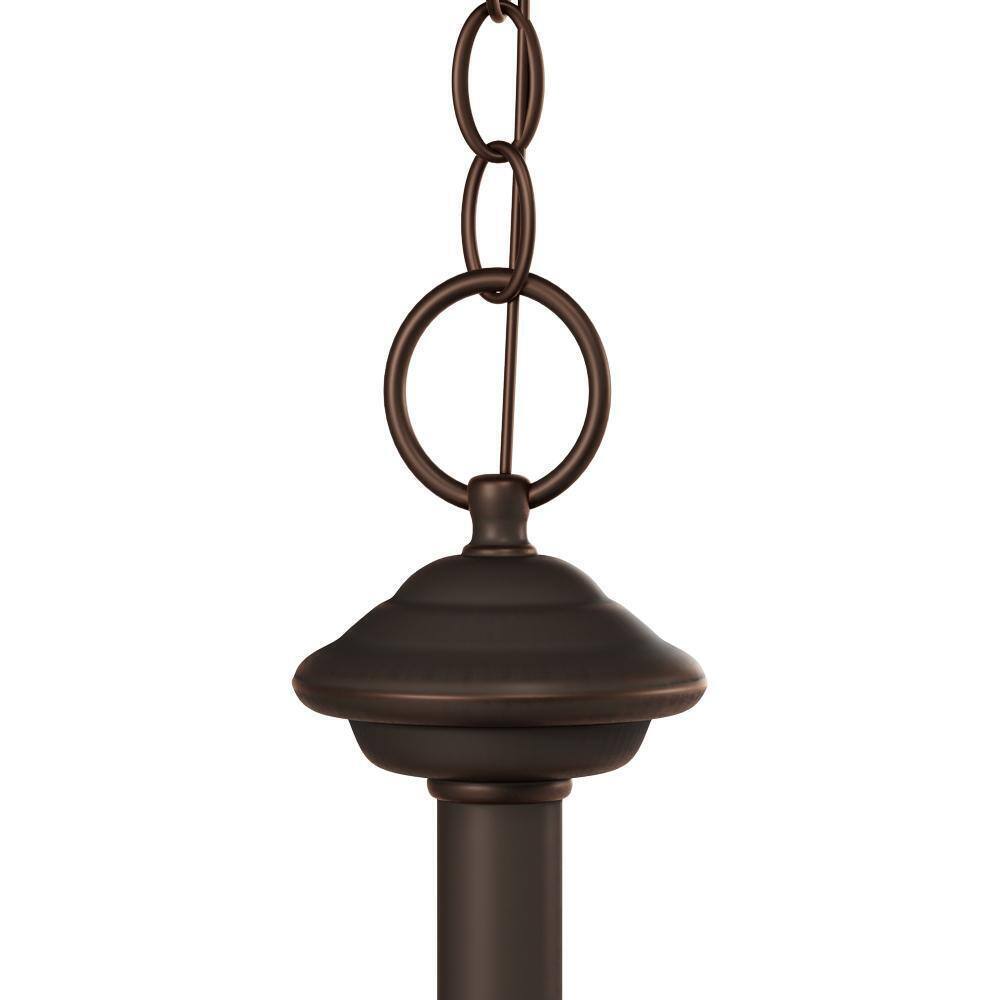 SATCO 5-Light Mahogany Bronze Chandelier w/ Champagne Linen Washed Glass Shade