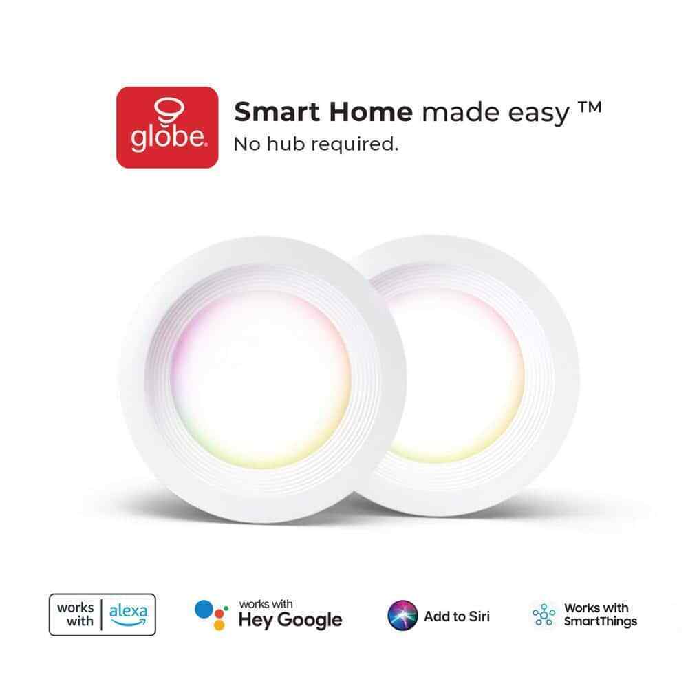 Globe Electric Wi-Fi Smart 4 in. Slim Baffle LED Recessed Lighting Kit 2-Pack