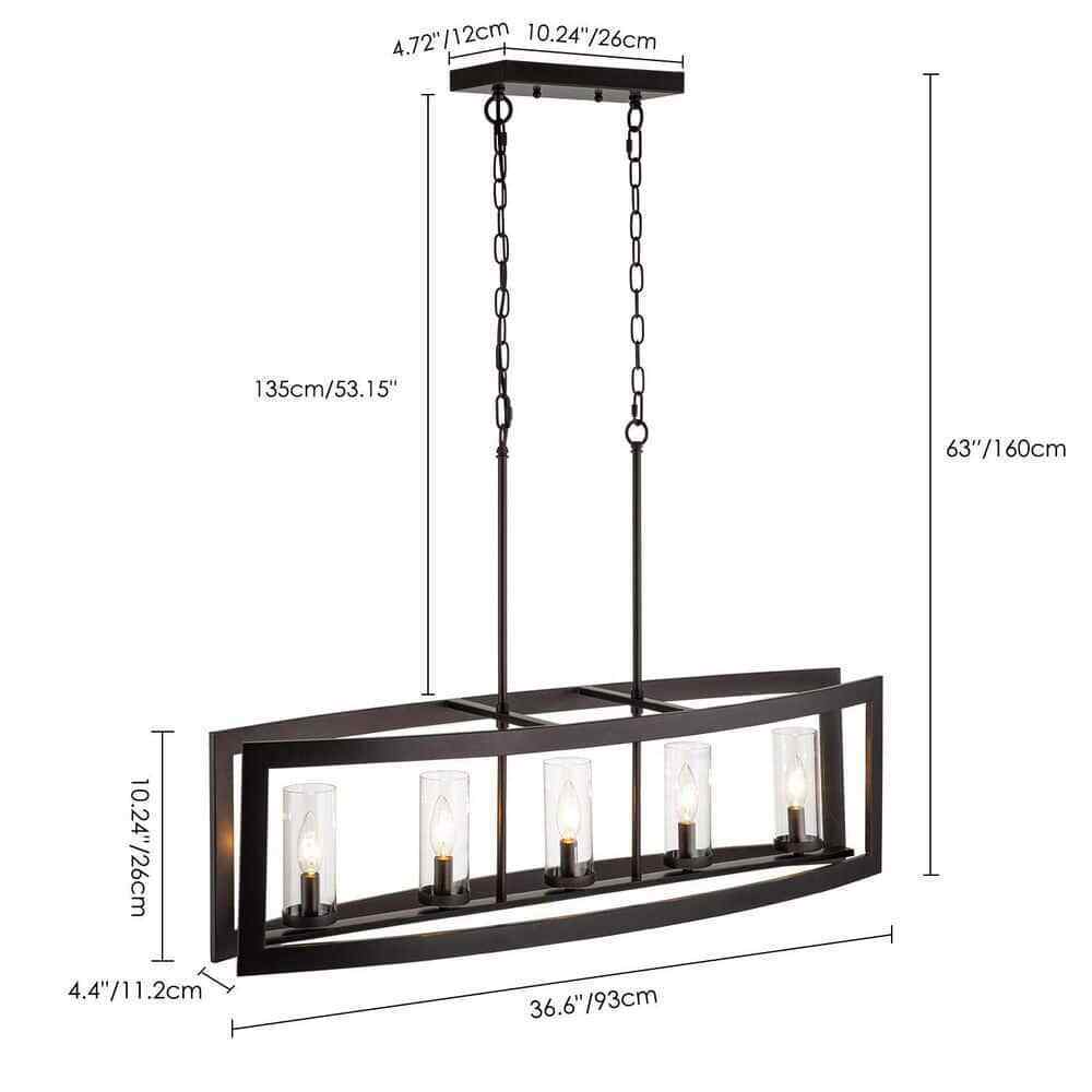 RRTYO Sylvette 5-Light Oil Rubbed Bronze Kitchen Curved Island Chandelier