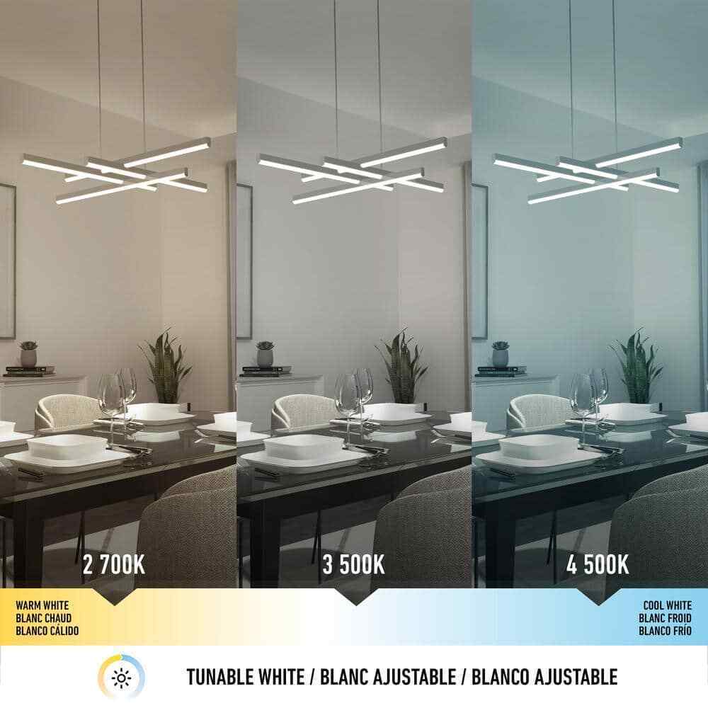 Artika Grid 30-Watt 1 Light Chrome Modern 3 CCT Integrated LED Pendant Fixture
