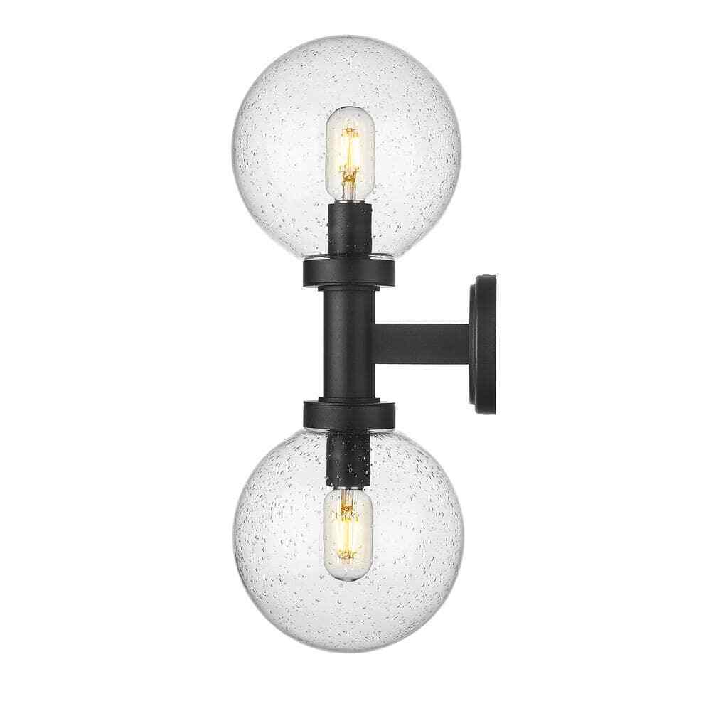 Laurent 2-Light Black Hardwired Cylinder Outdoor Wall Scone 599M2-BK
