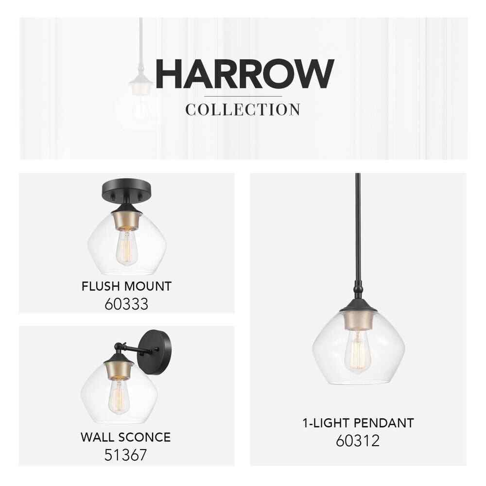 Globe Electric Harrow 1-Light Matte Black Semi-Flush Mount Ceiling Light
