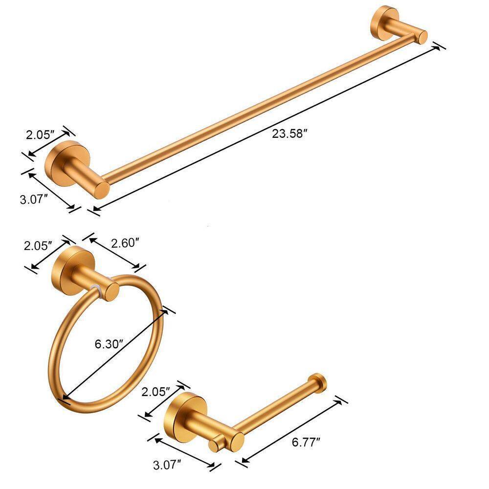 Tidoin 3-Piece Aluminum Wall Mounted Adjustable Length Bathroom Hardware Set