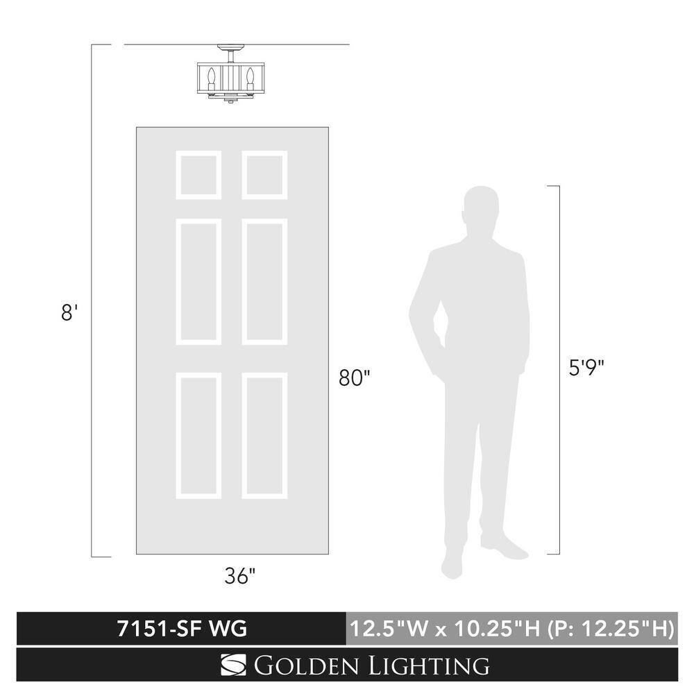 Golden Lighting Bellare 4-Light White Gold Semi-Flush Mount 7151-SF WG