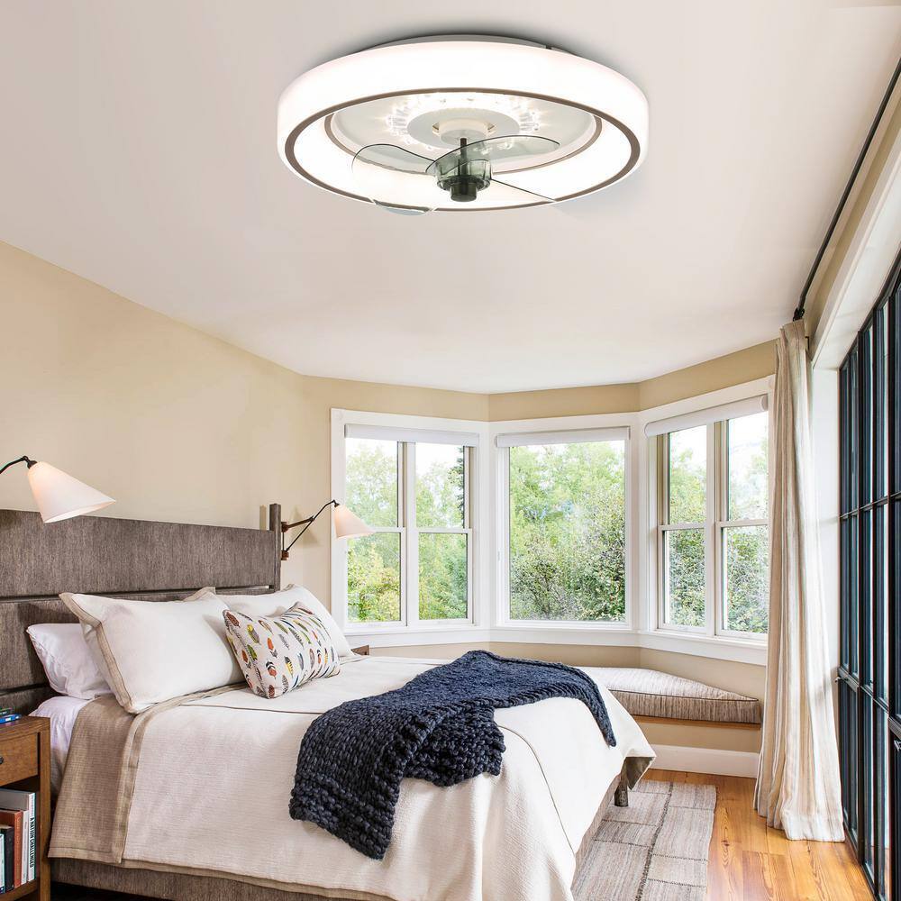 Bella Depot 19 in. Indoor Smart App Control White Ceiling Fan w/ Integrated LED