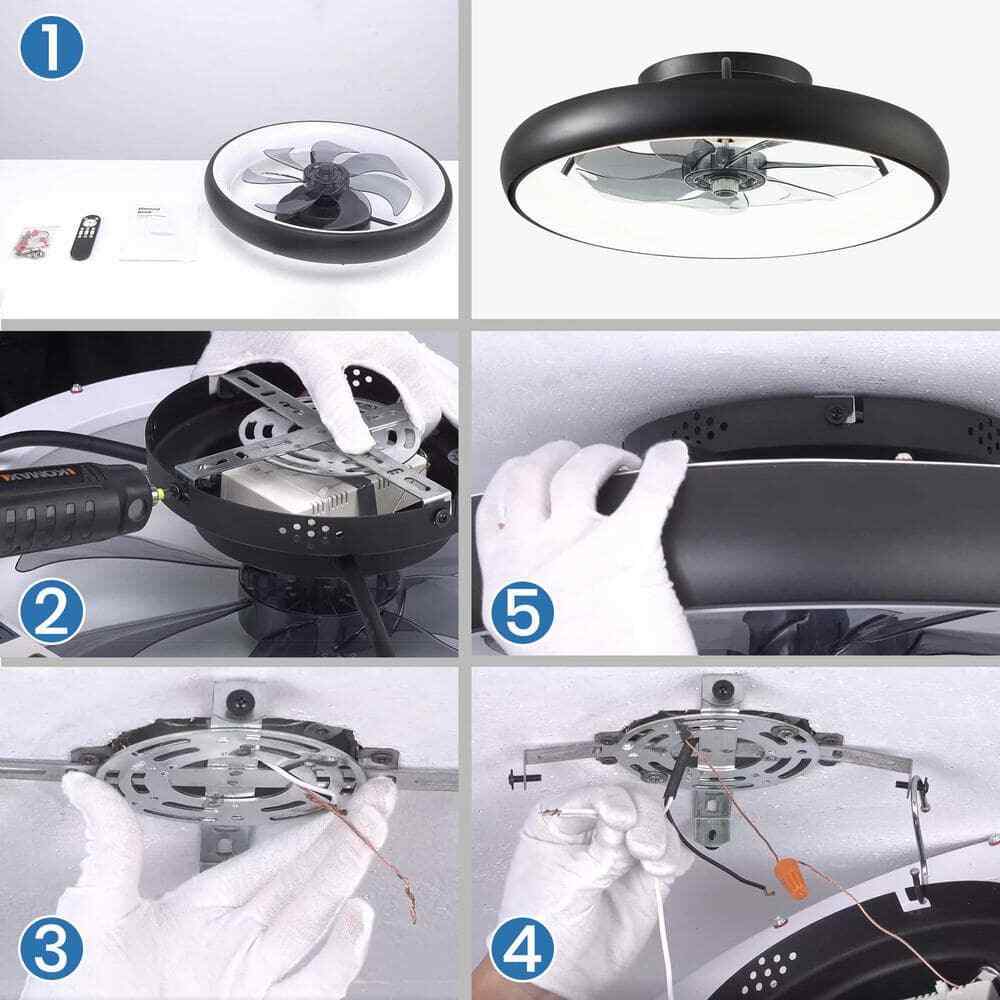 ANTOINE 20 in. Integrated LED Indoor Black Flush Mount Dimmable Ceiling Fan