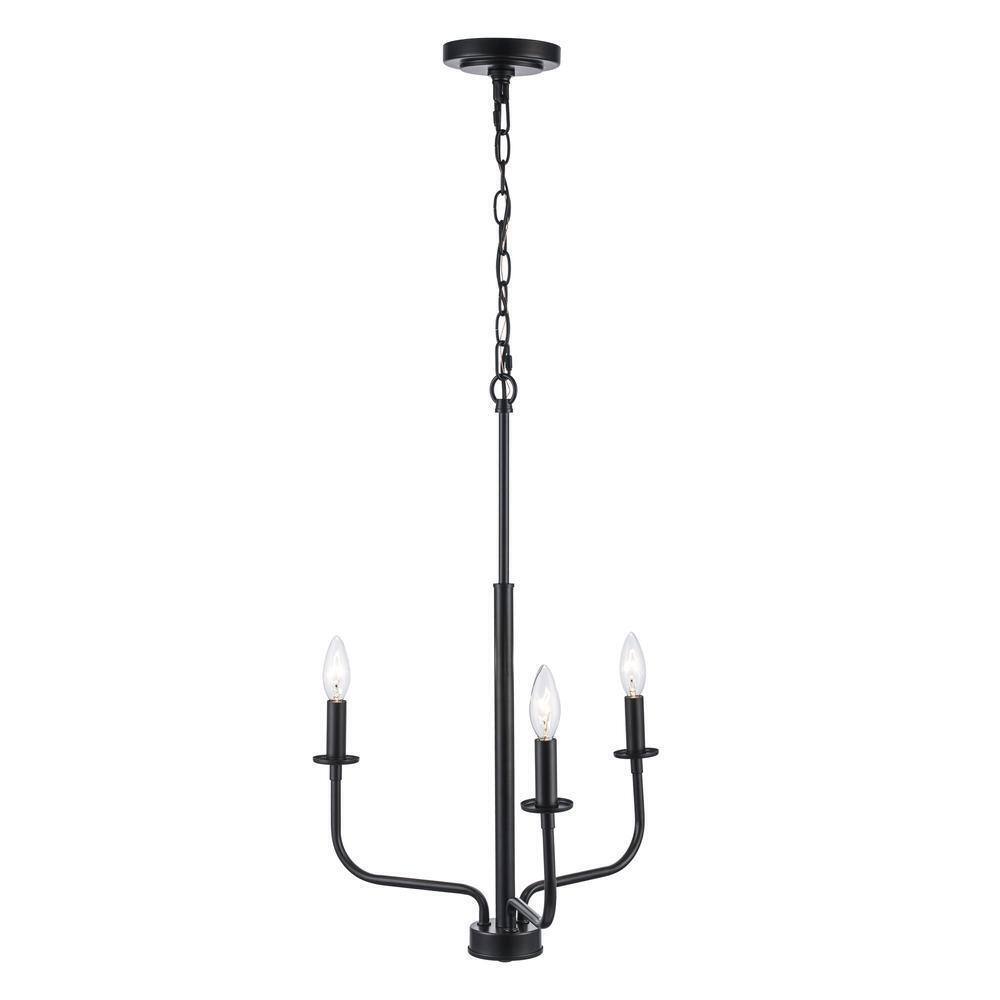 Bel Air Lighting Tennyson 3-Light Black Candle Chandelier Light Fixture 11653 BK