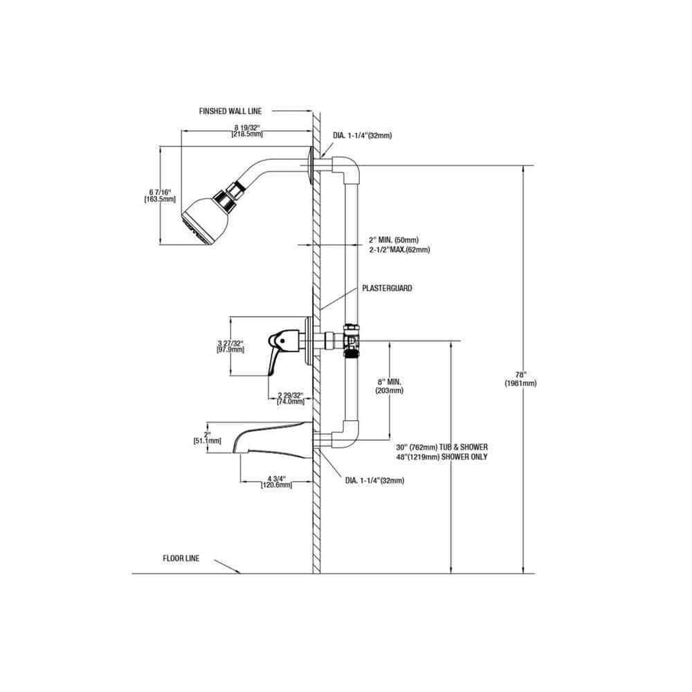 Glacier Bay Aragon Triple Handle 1-Spray Tub and Shower Faucet 1.8 GPM in Chrome